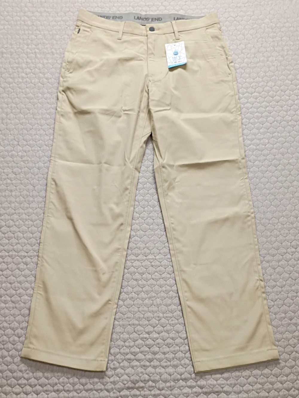 Land's End Chino Pant 33x31 Khaki Performance Fabric Traditional Fit NEW